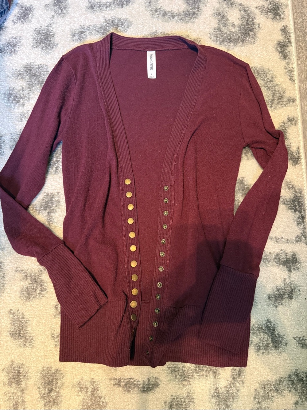Zenana Outfitters Burgundy Snap-Front Women's Cardigan